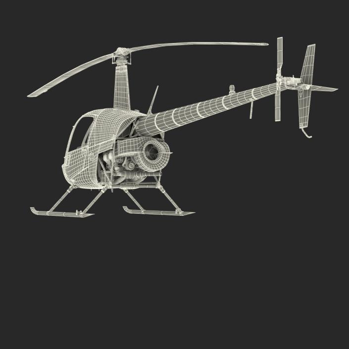 Helicopter Robinson R22 Rigged Red 3D model