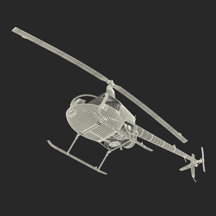 Helicopter Robinson R22 Rigged Red 3D model