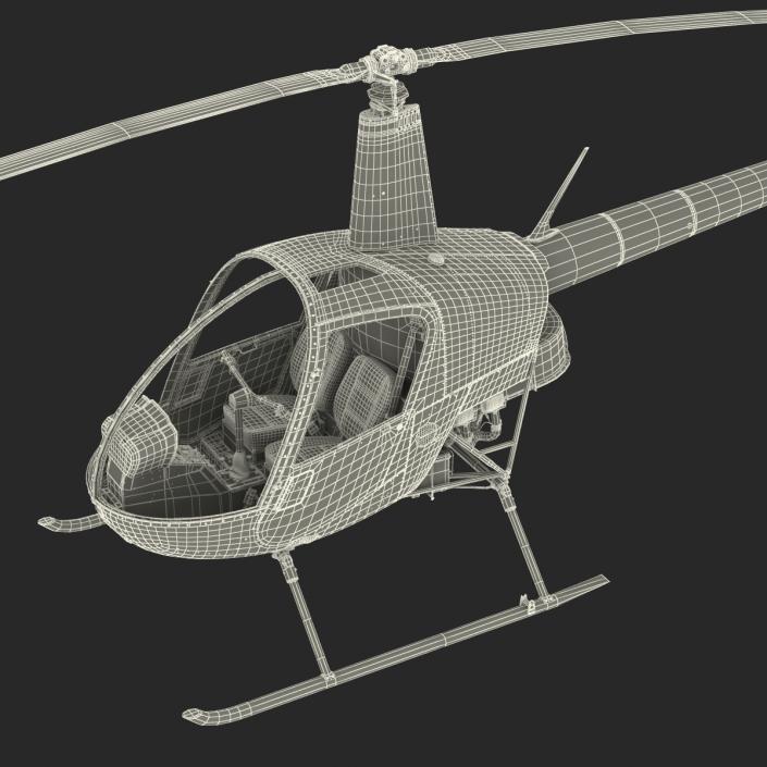 Helicopter Robinson R22 Rigged Red 3D model