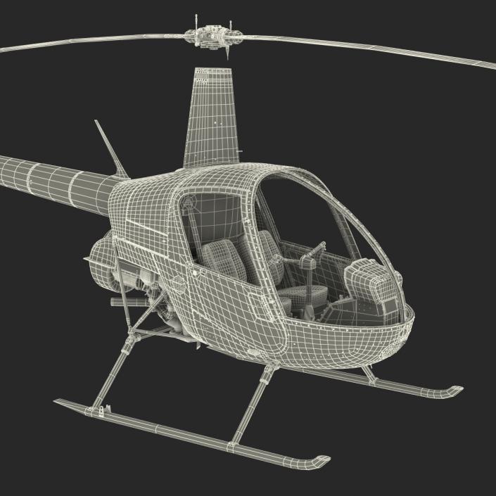 Helicopter Robinson R22 Rigged Red 3D model