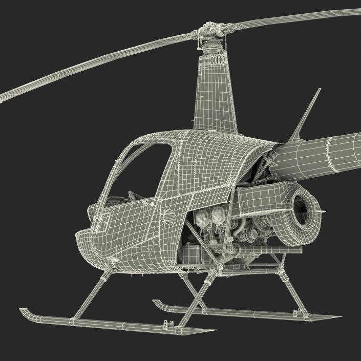 Helicopter Robinson R22 Rigged Red 3D model