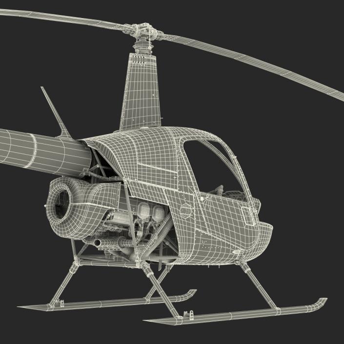 Helicopter Robinson R22 Rigged Red 3D model