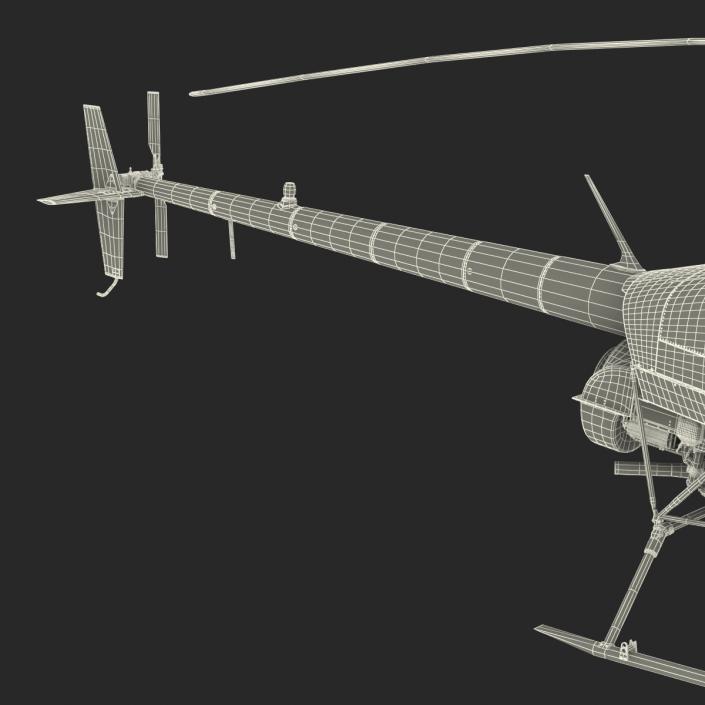 Helicopter Robinson R22 Rigged Red 3D model