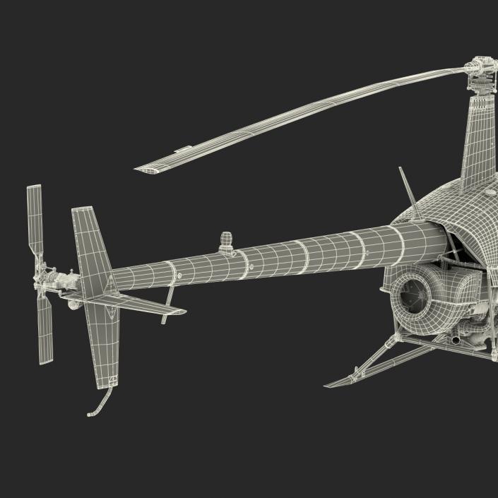 Helicopter Robinson R22 Rigged Red 3D model