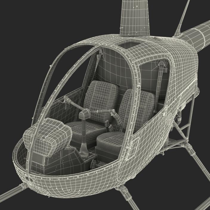 Helicopter Robinson R22 Rigged Red 3D model