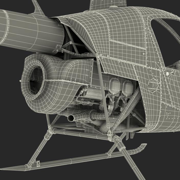 Helicopter Robinson R22 Rigged Red 3D model