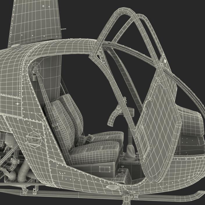 Helicopter Robinson R22 Rigged Red 3D model