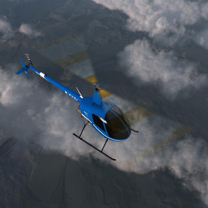 3D model Helicopter Robinson R22 Rigged