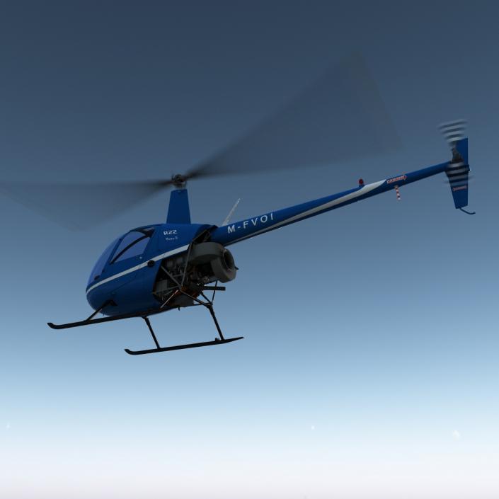 3D model Helicopter Robinson R22 Rigged