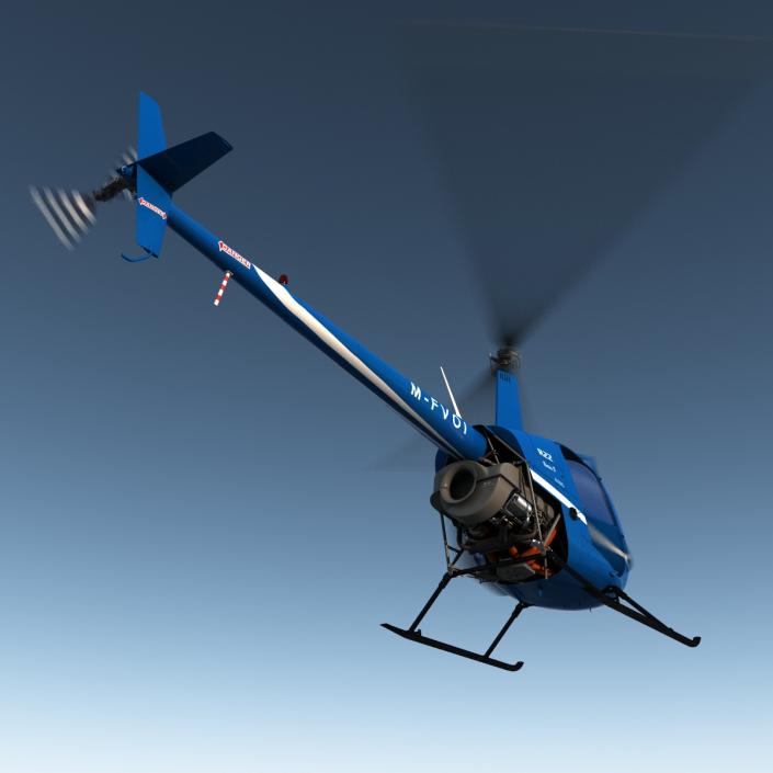 3D model Helicopter Robinson R22 Rigged