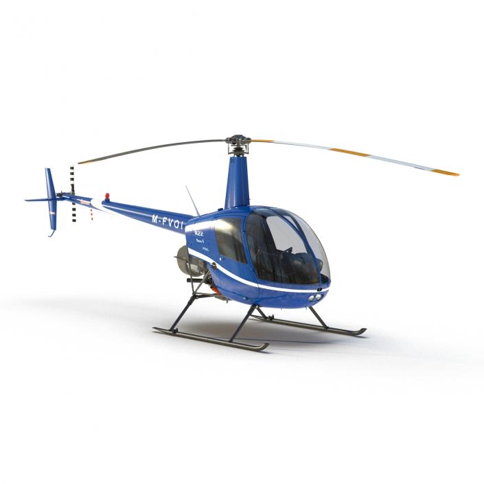 3D model Helicopter Robinson R22 Rigged