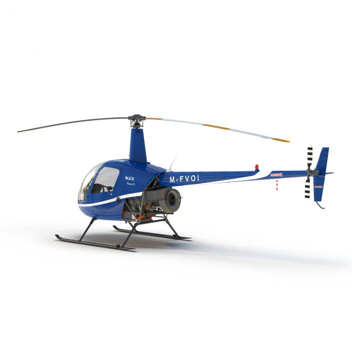 3D model Helicopter Robinson R22 Rigged