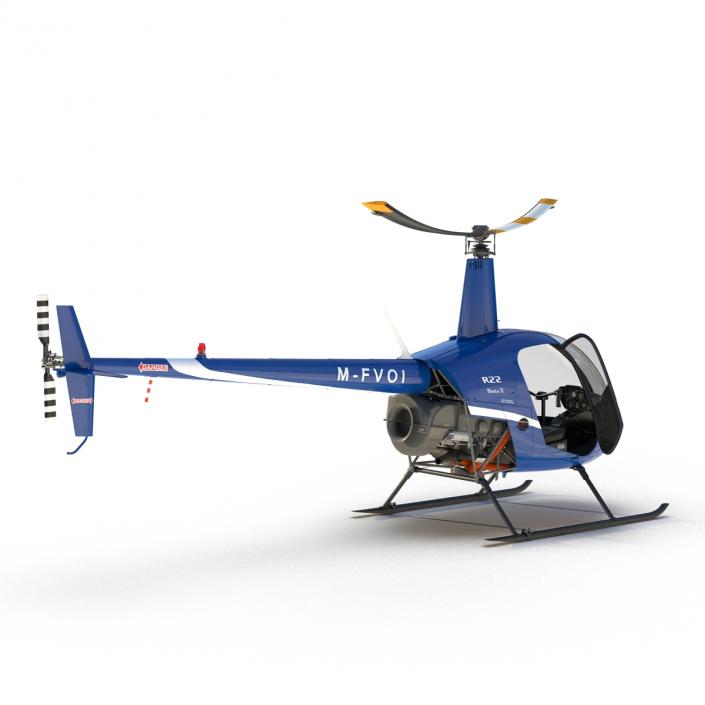 3D model Helicopter Robinson R22 Rigged