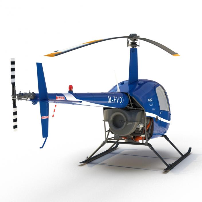 3D model Helicopter Robinson R22 Rigged