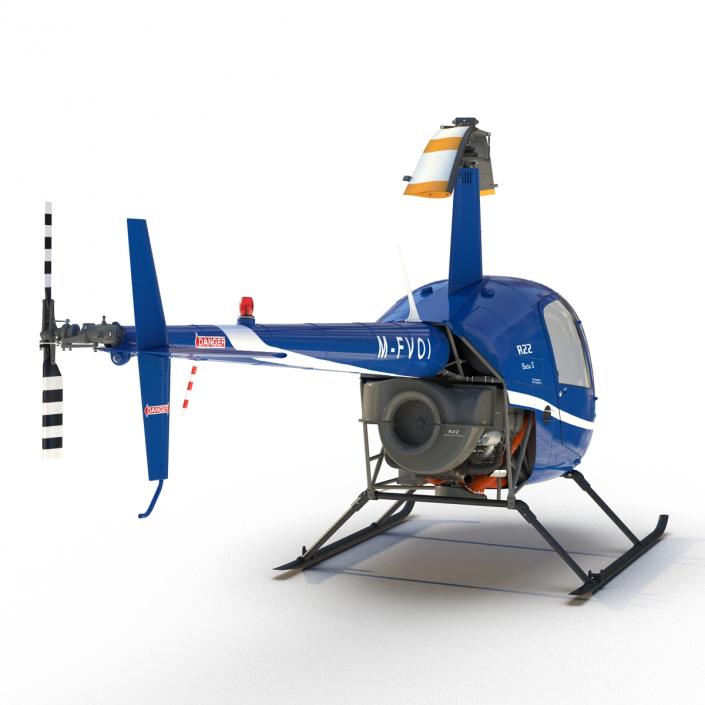 3D model Helicopter Robinson R22 Rigged