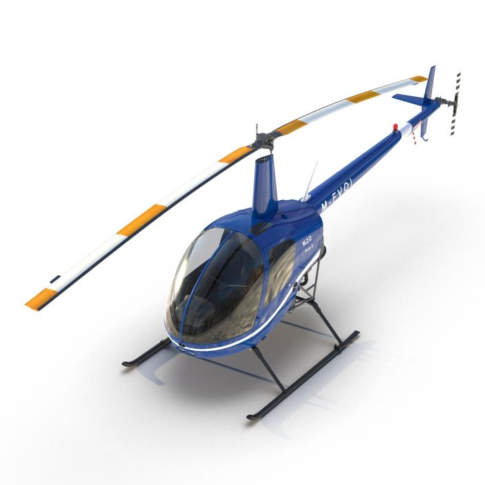 3D model Helicopter Robinson R22 Rigged