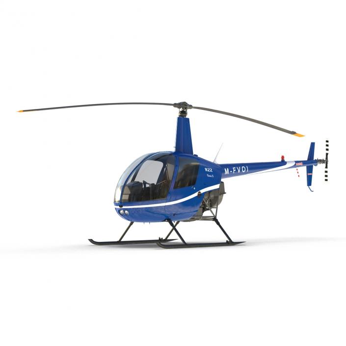 3D model Helicopter Robinson R22 Rigged