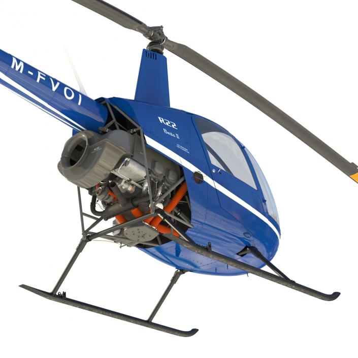 3D model Helicopter Robinson R22 Rigged