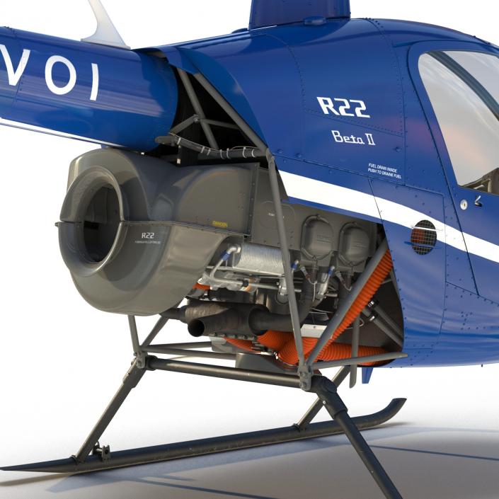 3D model Helicopter Robinson R22 Rigged