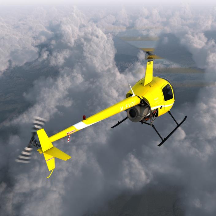 Helicopter Robinson R22 Rigged Yellow 3D