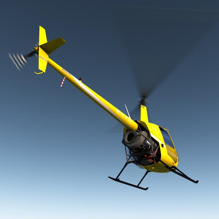 Helicopter Robinson R22 Rigged Yellow 3D