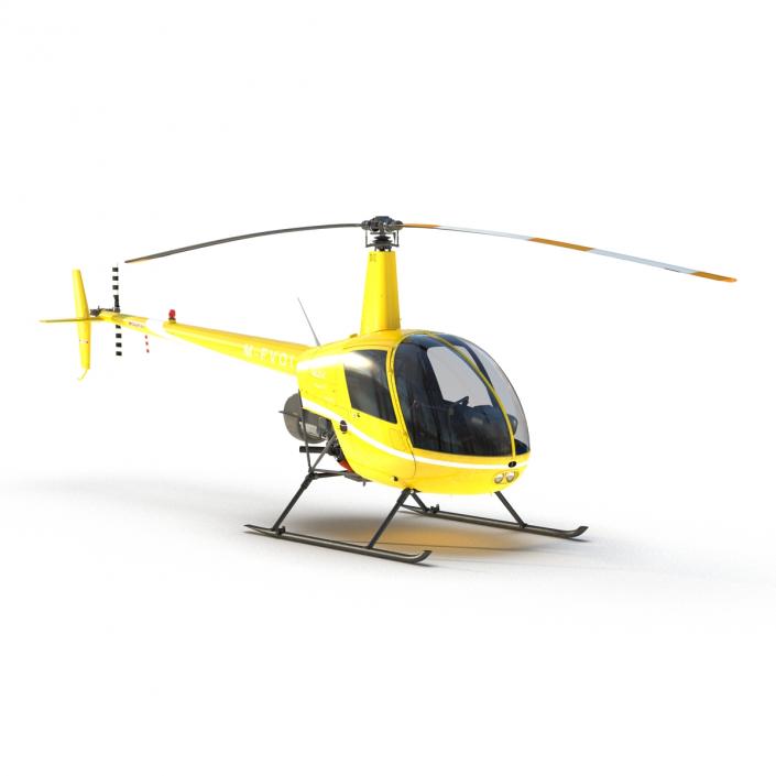 Helicopter Robinson R22 Rigged Yellow 3D