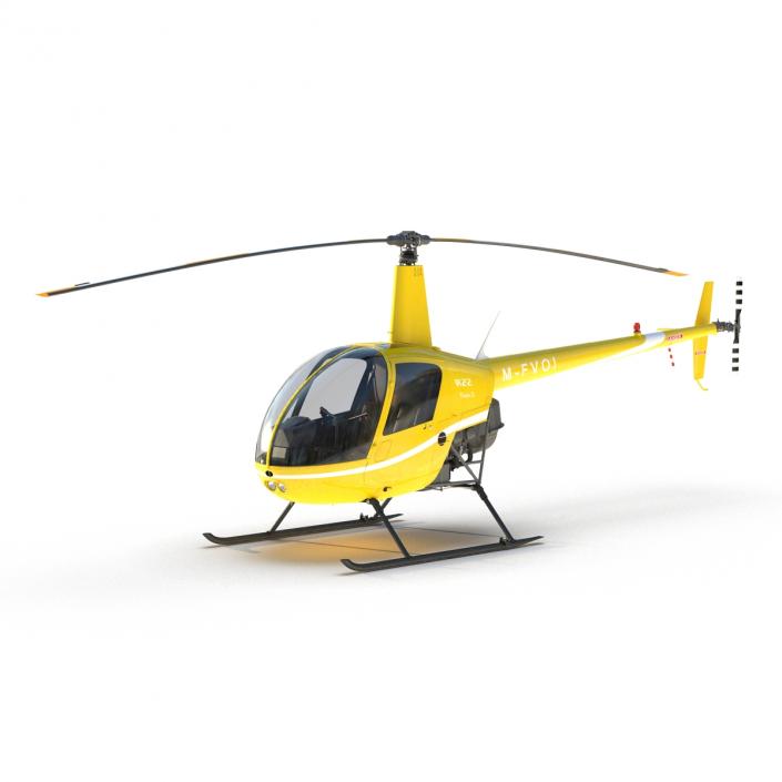 Helicopter Robinson R22 Rigged Yellow 3D