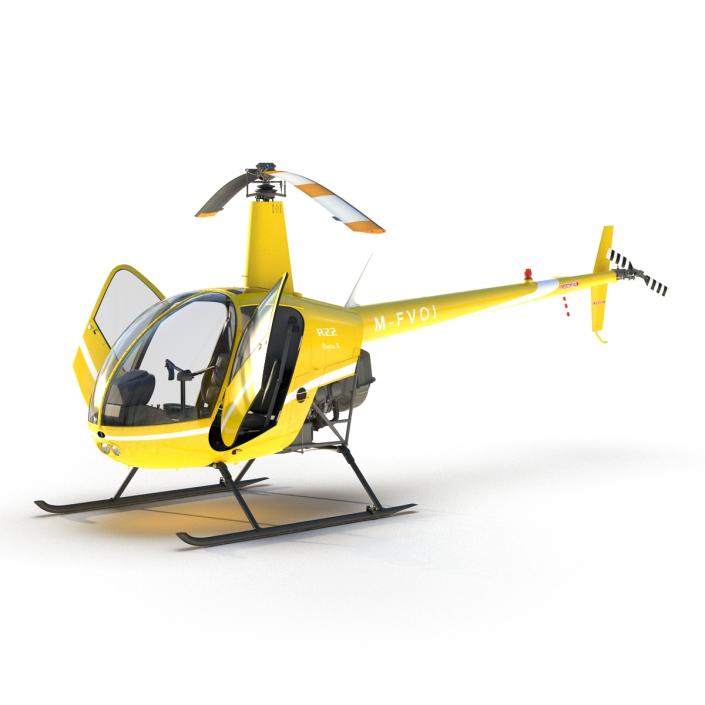 Helicopter Robinson R22 Rigged Yellow 3D