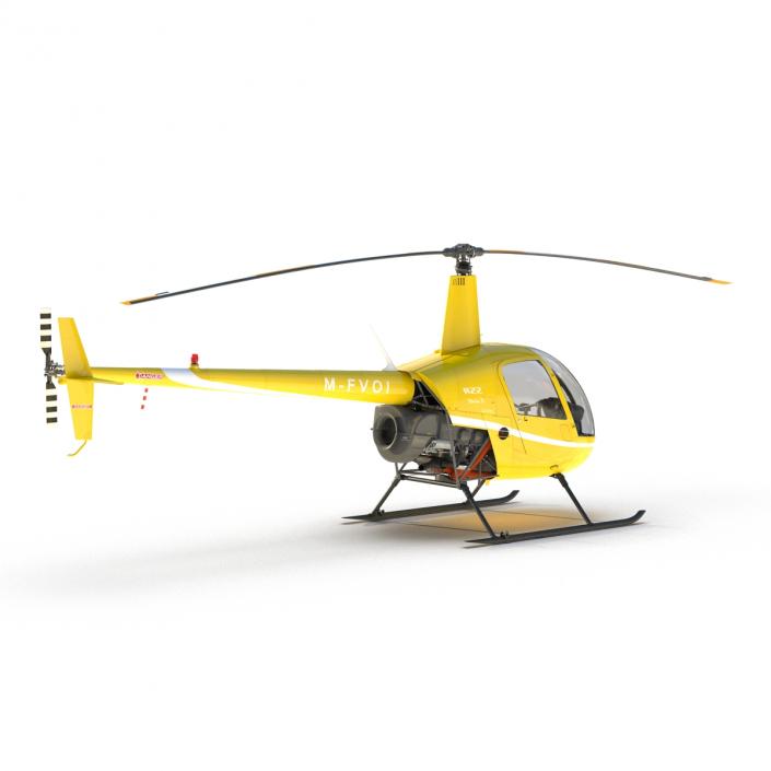 Helicopter Robinson R22 Rigged Yellow 3D