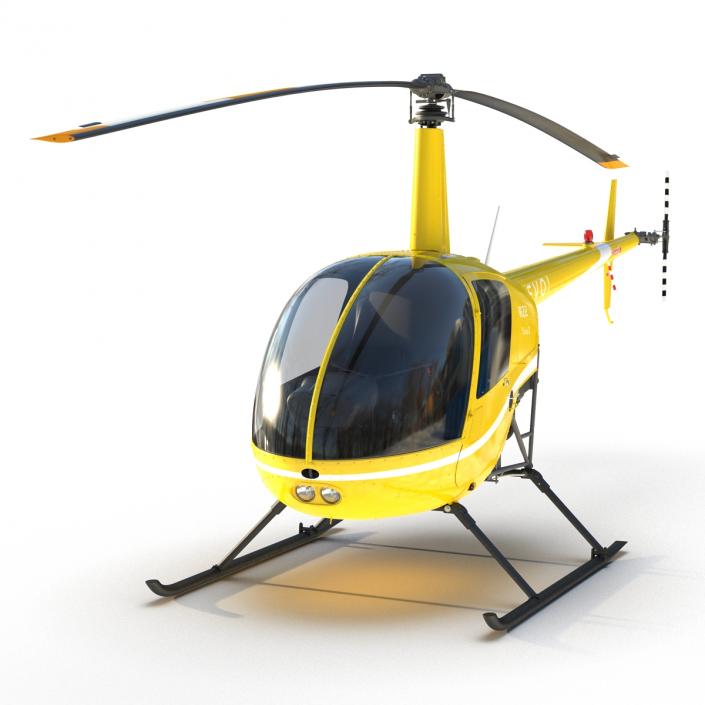 Helicopter Robinson R22 Rigged Yellow 3D