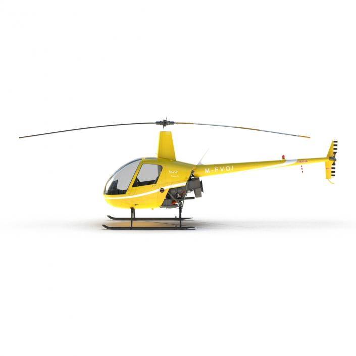 Helicopter Robinson R22 Rigged Yellow 3D