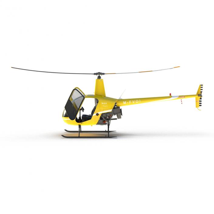 Helicopter Robinson R22 Rigged Yellow 3D