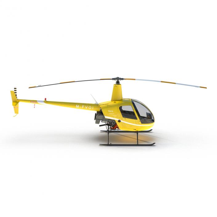 Helicopter Robinson R22 Rigged Yellow 3D