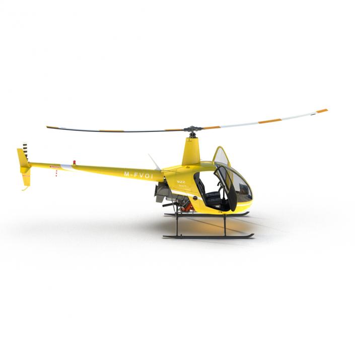 Helicopter Robinson R22 Rigged Yellow 3D