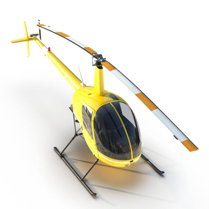 Helicopter Robinson R22 Rigged Yellow 3D