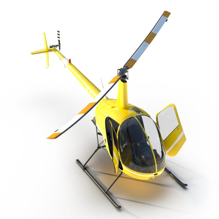 Helicopter Robinson R22 Rigged Yellow 3D