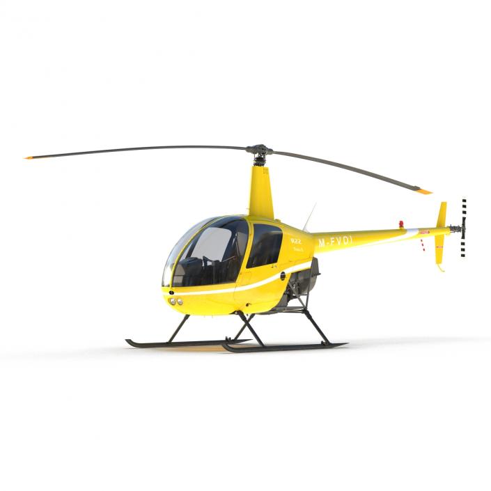 Helicopter Robinson R22 Rigged Yellow 3D