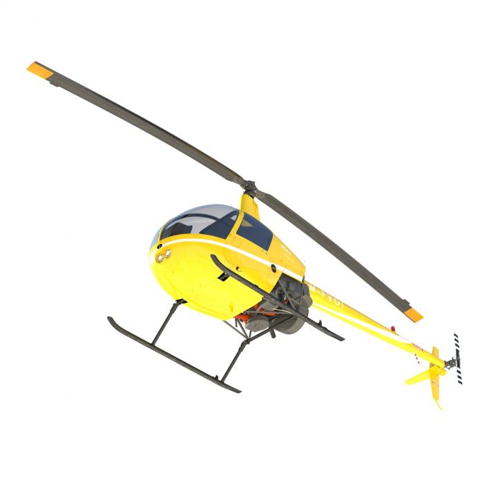 Helicopter Robinson R22 Rigged Yellow 3D