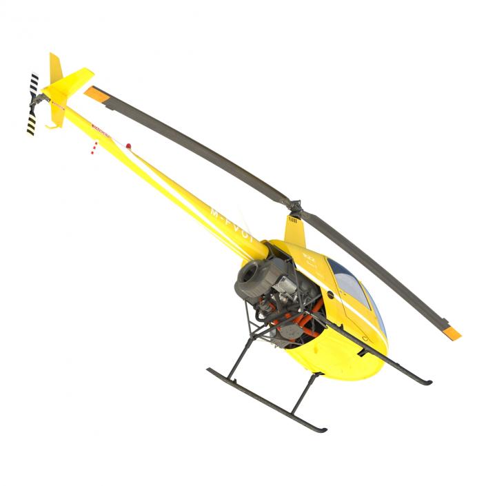 Helicopter Robinson R22 Rigged Yellow 3D