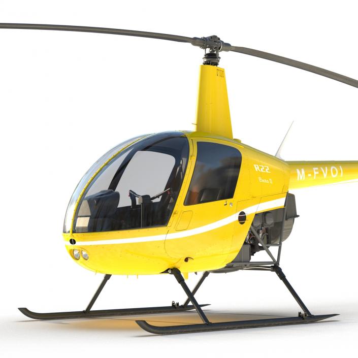 Helicopter Robinson R22 Rigged Yellow 3D