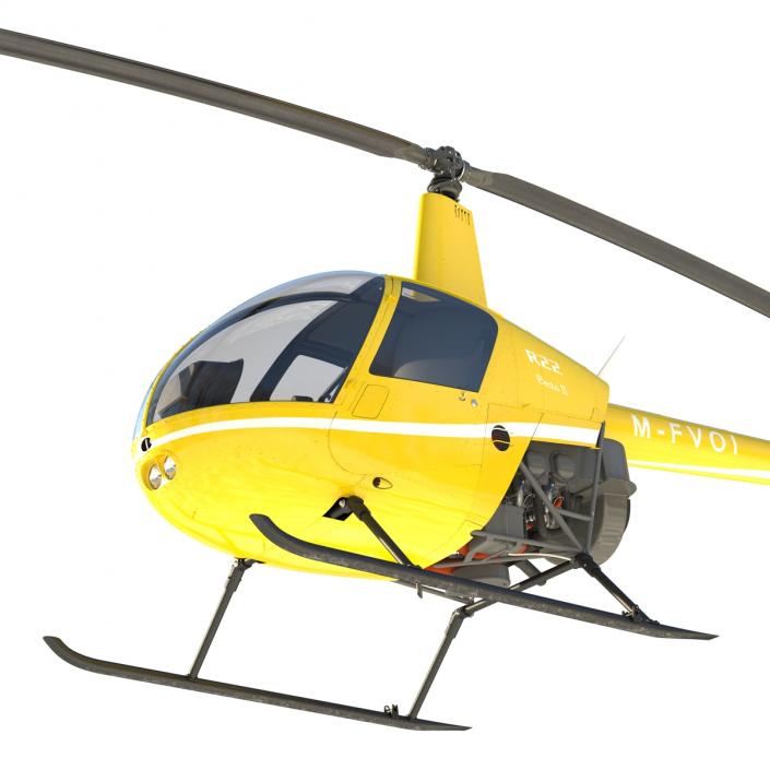 Helicopter Robinson R22 Rigged Yellow 3D