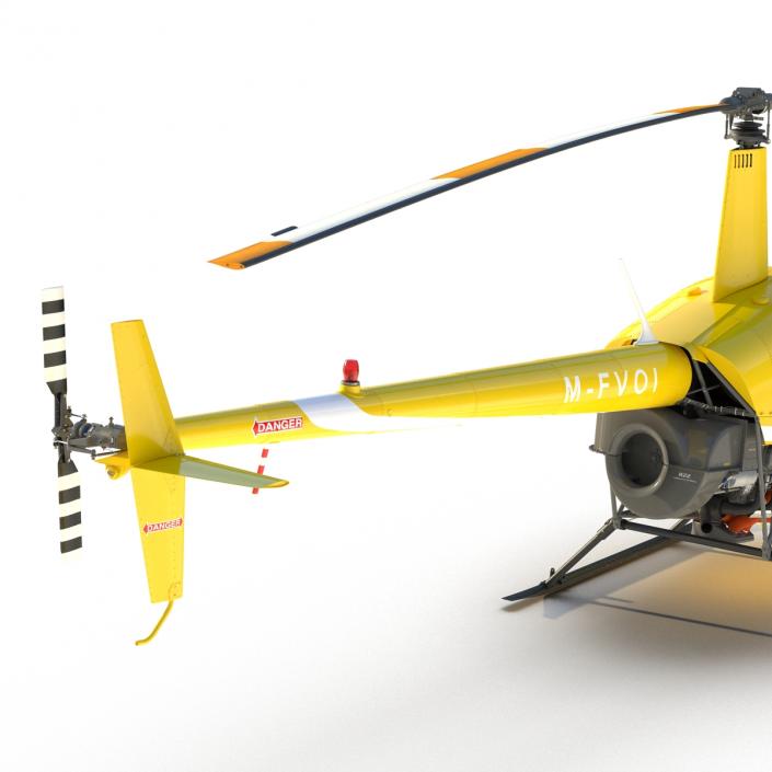 Helicopter Robinson R22 Rigged Yellow 3D