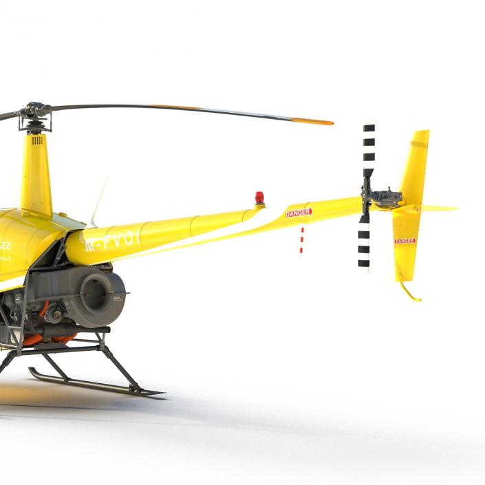 Helicopter Robinson R22 Rigged Yellow 3D