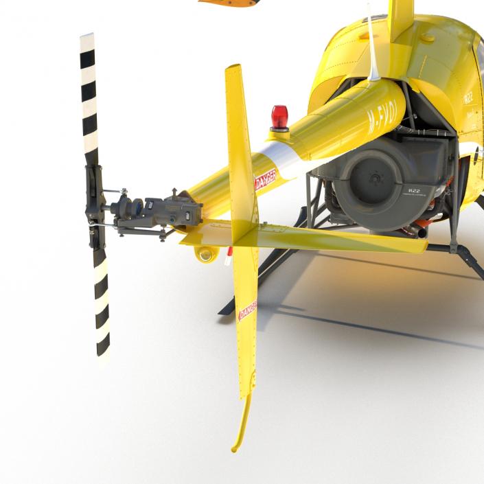 Helicopter Robinson R22 Rigged Yellow 3D