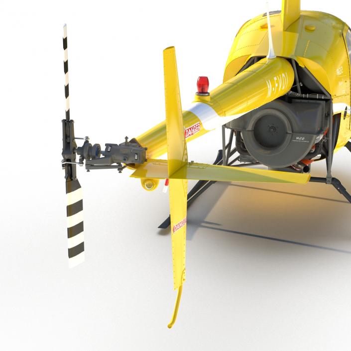 Helicopter Robinson R22 Rigged Yellow 3D