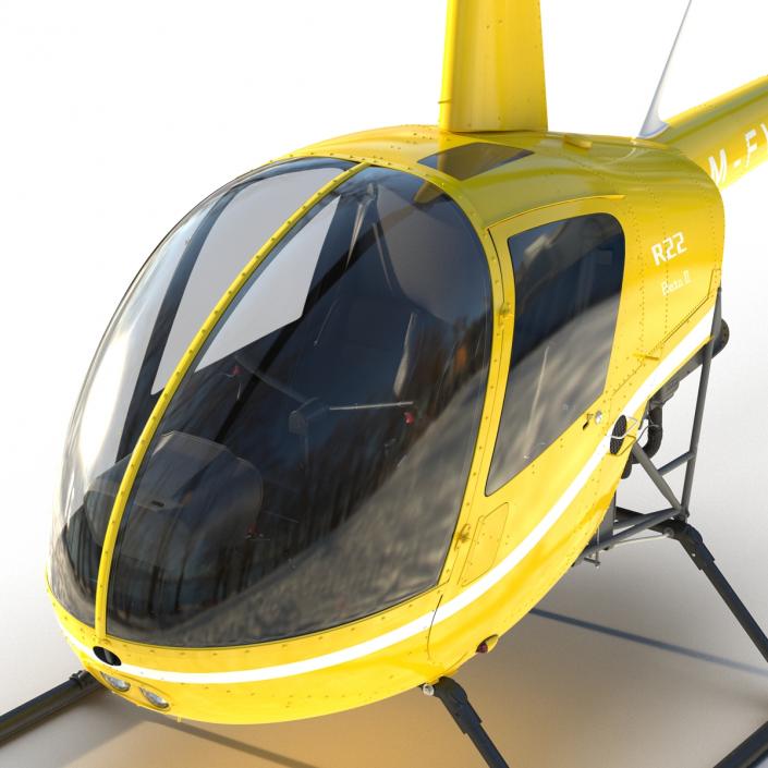 Helicopter Robinson R22 Rigged Yellow 3D