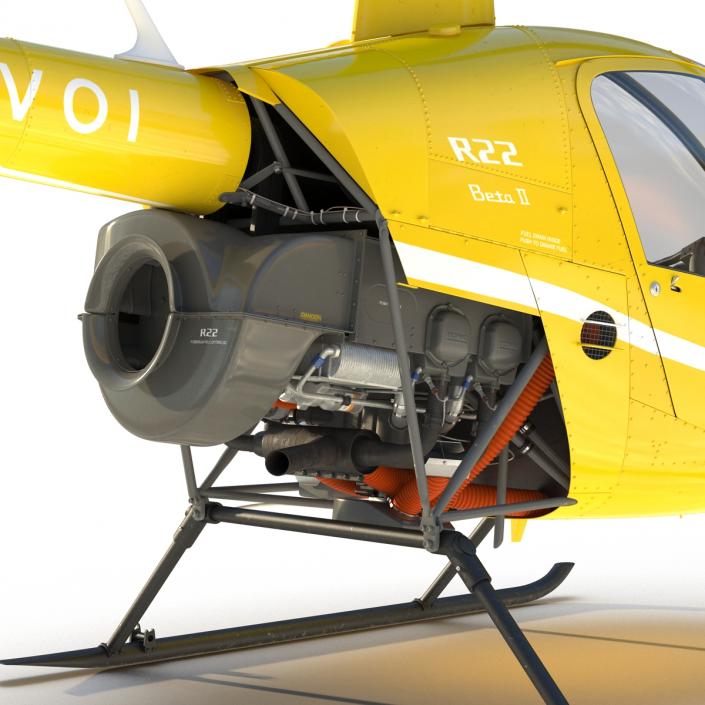 Helicopter Robinson R22 Rigged Yellow 3D