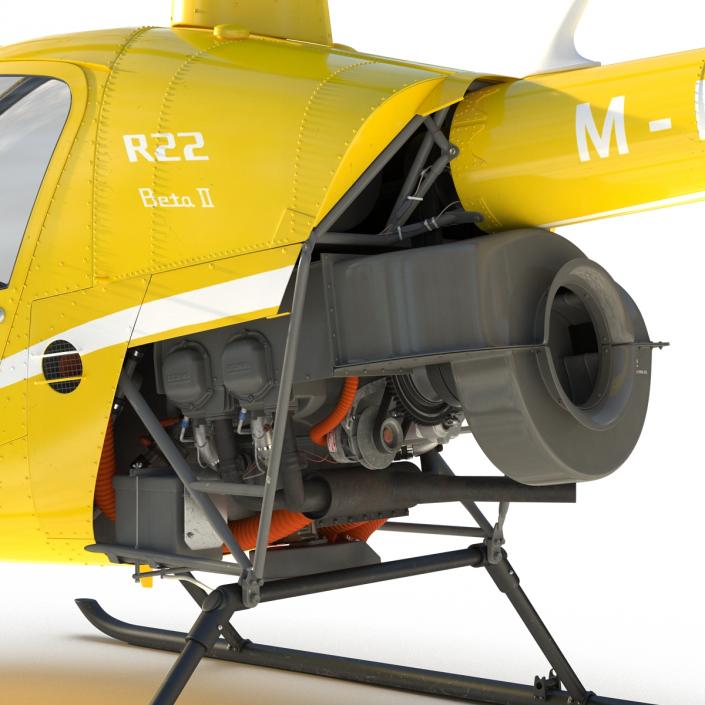 Helicopter Robinson R22 Rigged Yellow 3D