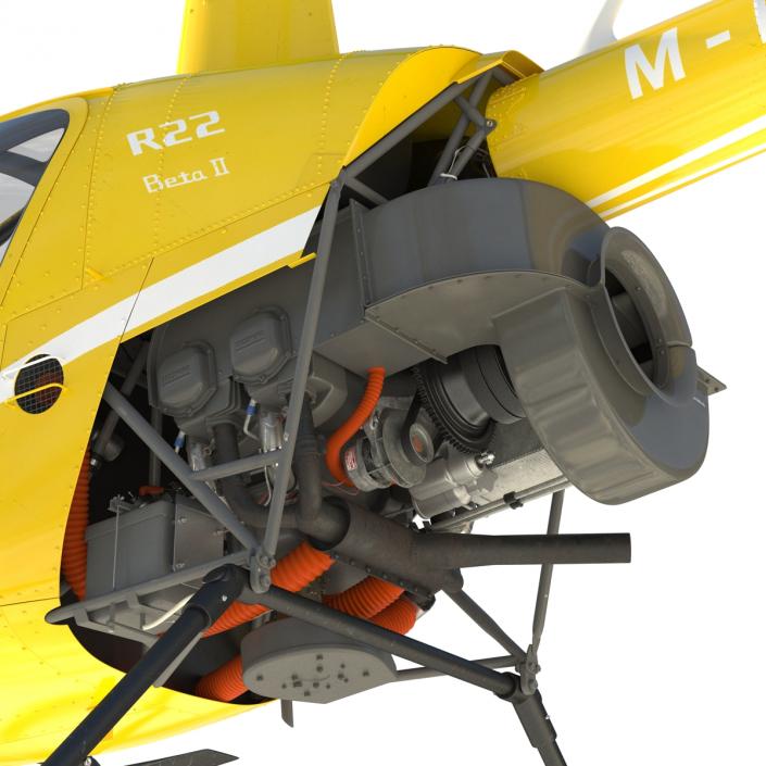 Helicopter Robinson R22 Rigged Yellow 3D