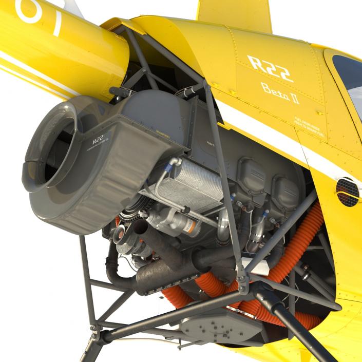 Helicopter Robinson R22 Rigged Yellow 3D